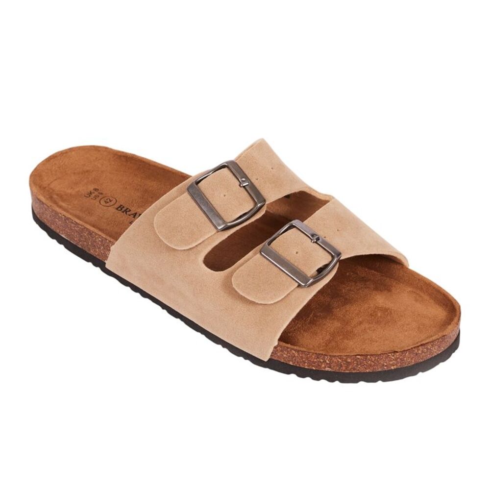 Brave Soul Mens Suede Straps Sandals / Taupe